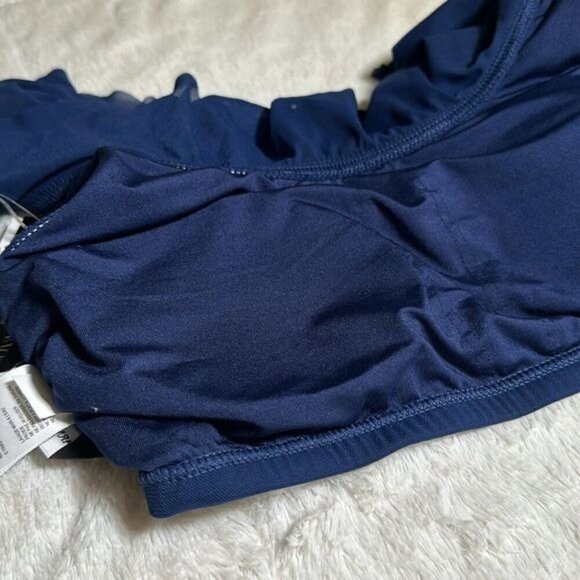 Carmen Marc Valvo Women's Mesh Ruffle Midnight Blue Bikini Top size Medium NEW - Picture 5 of 16